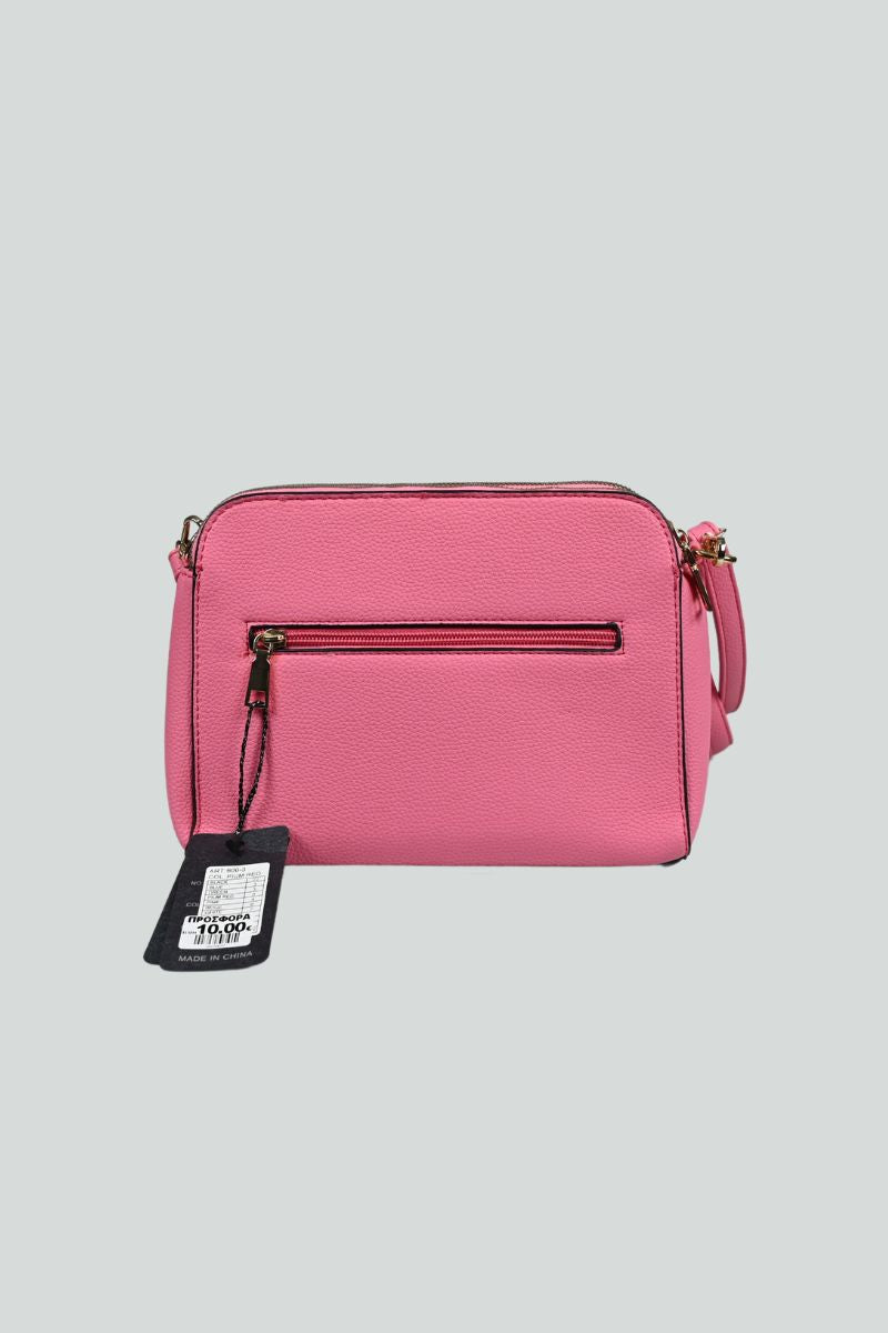 Ροζ τσάντα με αποσμώνενο ρυθμιζόμενο λουράκι ώμου