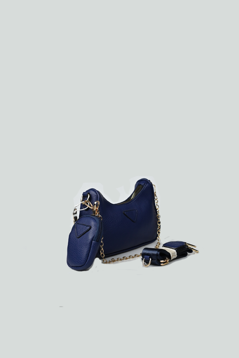 Τσάντα μπλε σκούρο με αποσπώνενο έξτρα λουράκι