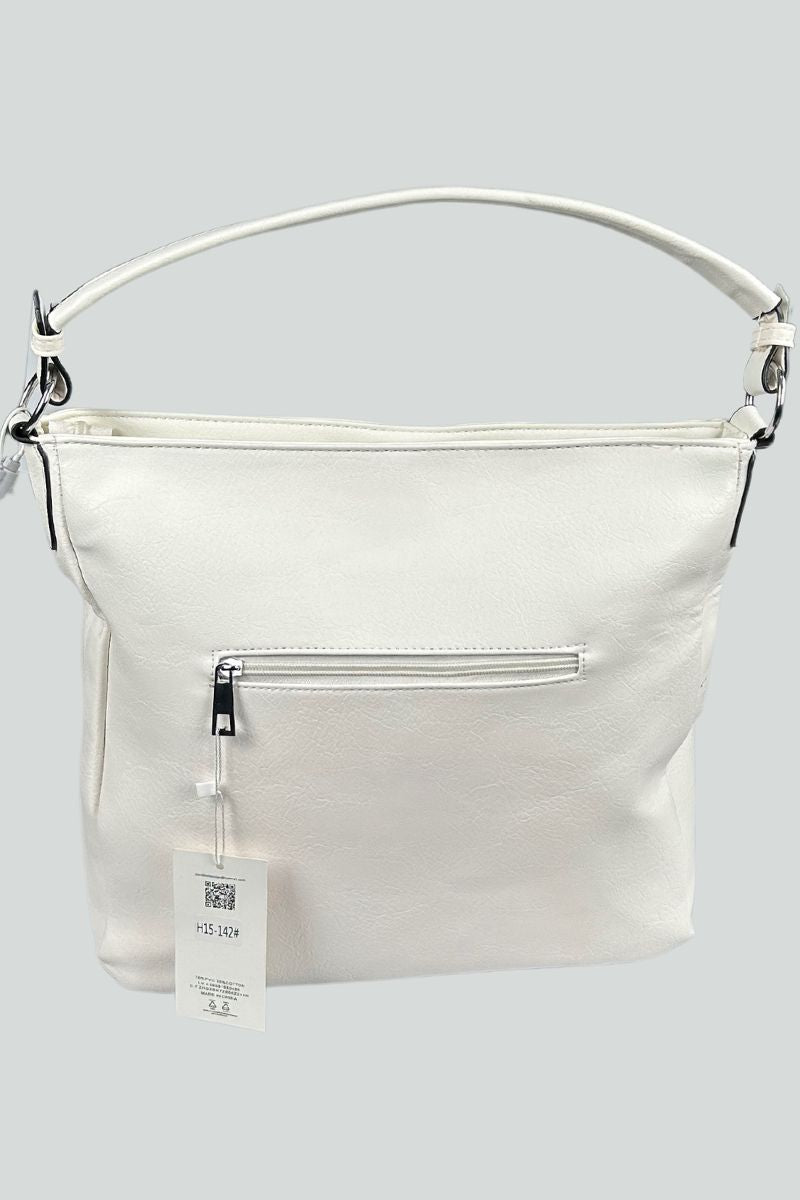Cream τσάντα με αποσπώμενο λουράκι