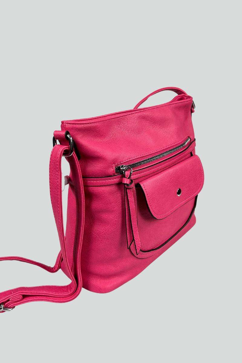 Φούξια τσάντα με ρυθμιζόμενο λουράκι
