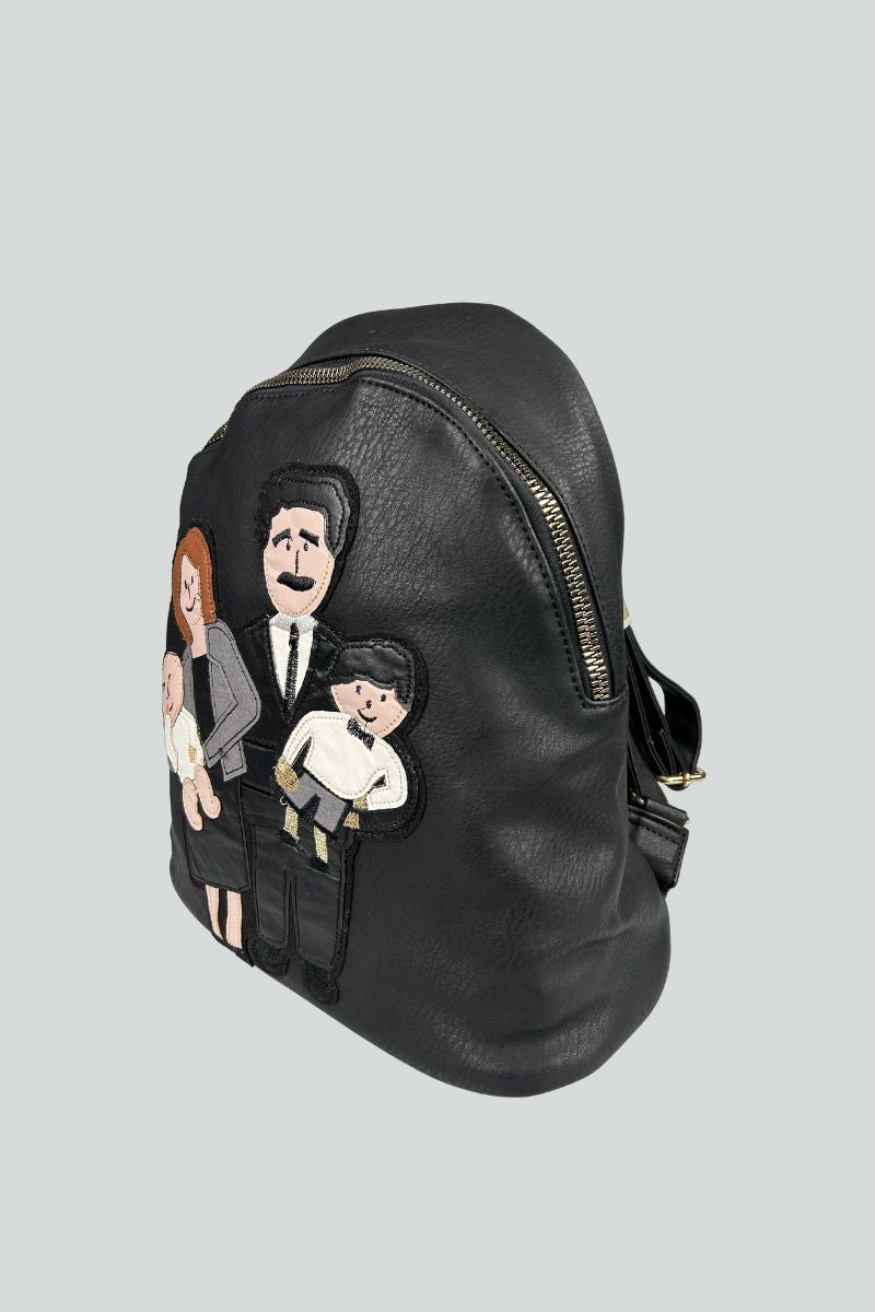 Backpack μαύρο με σχέδιο και ρυθμιζόμενα λουράκια