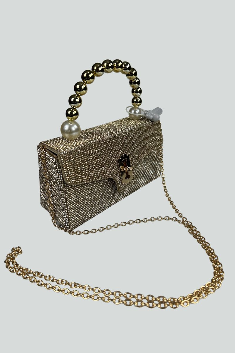 Τσαντάκι με στρας και χερούλι με αποσπώμενη αλυσίδα για τον ώμο