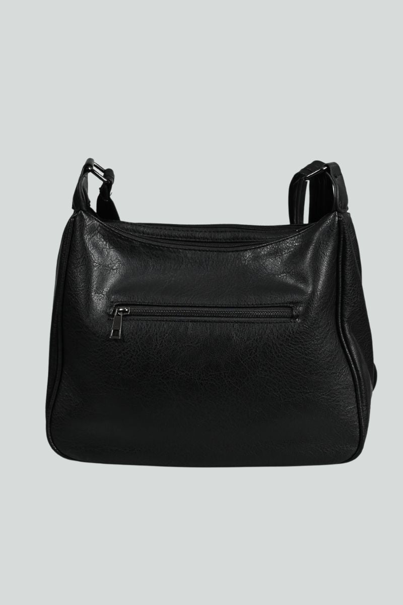 Μαύρη τσάντα με χιαστί ρυθμιζόμενο λουράκι ώμου