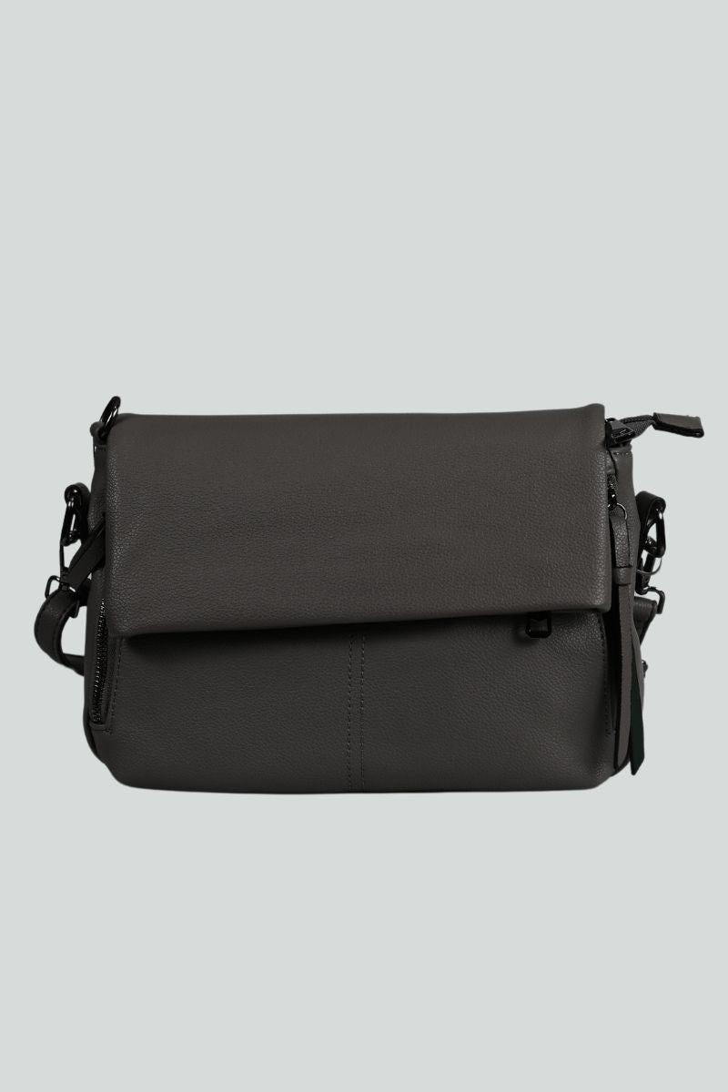 Γκρι τσάντα με αποσπώμενο ρυθμιζόμενο λουράκι ώμου