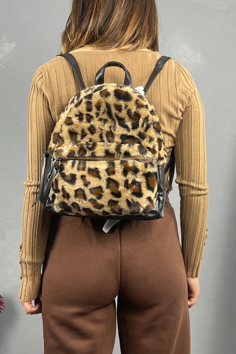Λεοπαρ Backpack με γούνα