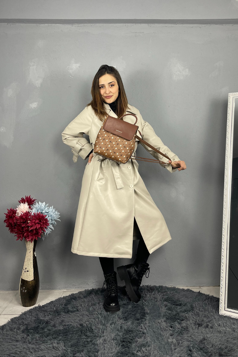 Καφέ Τσάντα πλάτης με ρυθμιζόμενα λουράκια