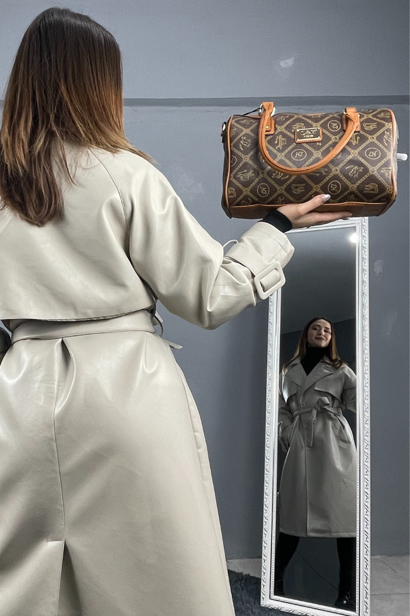 Τσάντα βαλιτσάκι με αποσπόμενο λουράκι ώμου καφέ