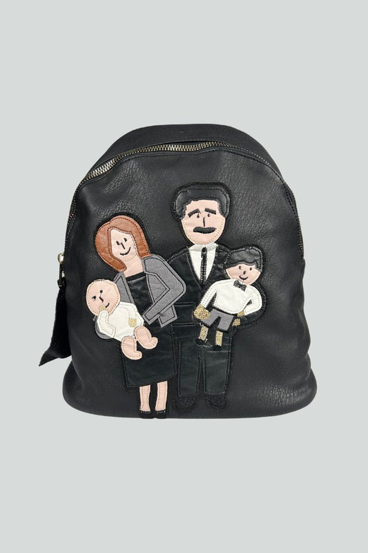 Backpack μαύρο με σχέδιο και ρυθμιζόμενα λουράκια